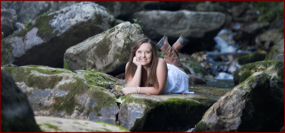 Gerald Fagan Photography Castlewood Highschool Senior Portrait at a river and rocks